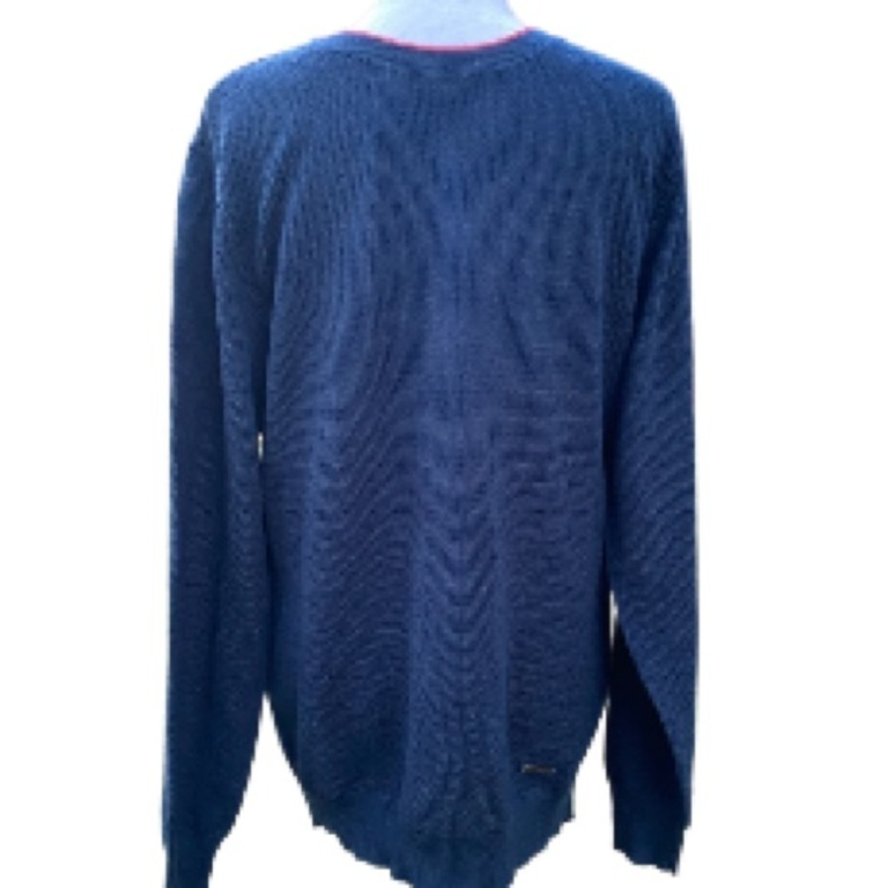 Conte of Florence Sweater Mens Medium Navy Red Trim